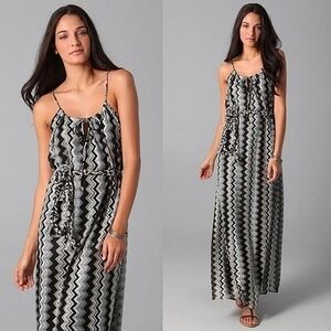 T Bags Raschel Zig-Zag Sleeveless Belted Maxi Dress